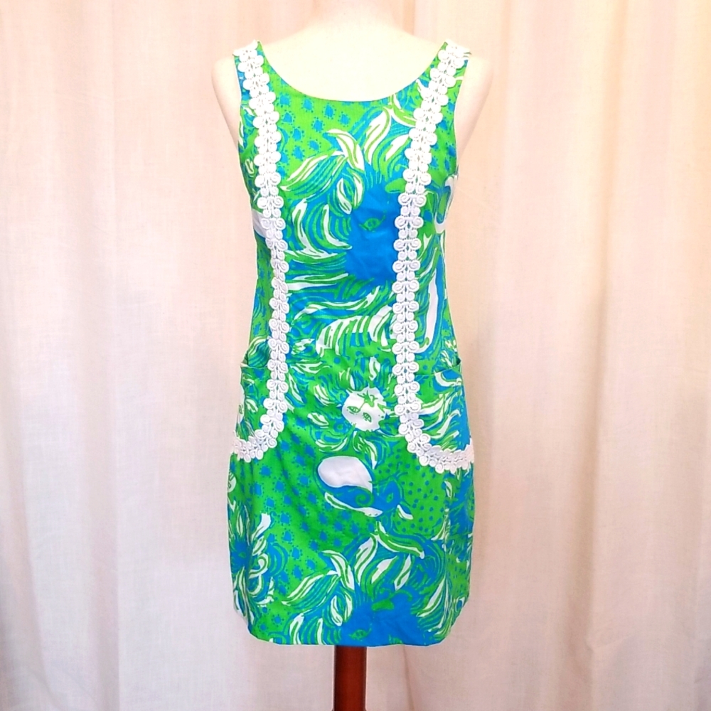Lilly Pulitzer Limeade Roar of the Jungle Shift Size 4